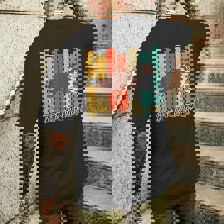 ビンテージ レッドボーダーコリー 犬 お父さん 犬 飼い主 父の日 メンズTシャツ バックプリント 彼への贈り物