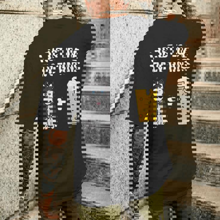 ビールシベリアン・ハスキー犬 メンズTシャツ バックプリント 彼への贈り物