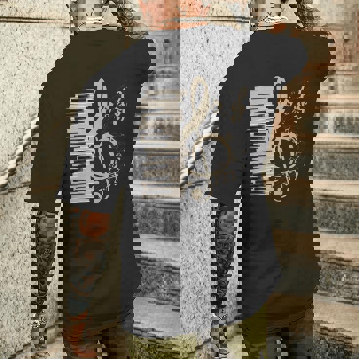 ピアノ音部記号 音楽ギフト ト音記号 ピアノ 長袖tシャツ メンズTシャツ バックプリント 彼への贈り物