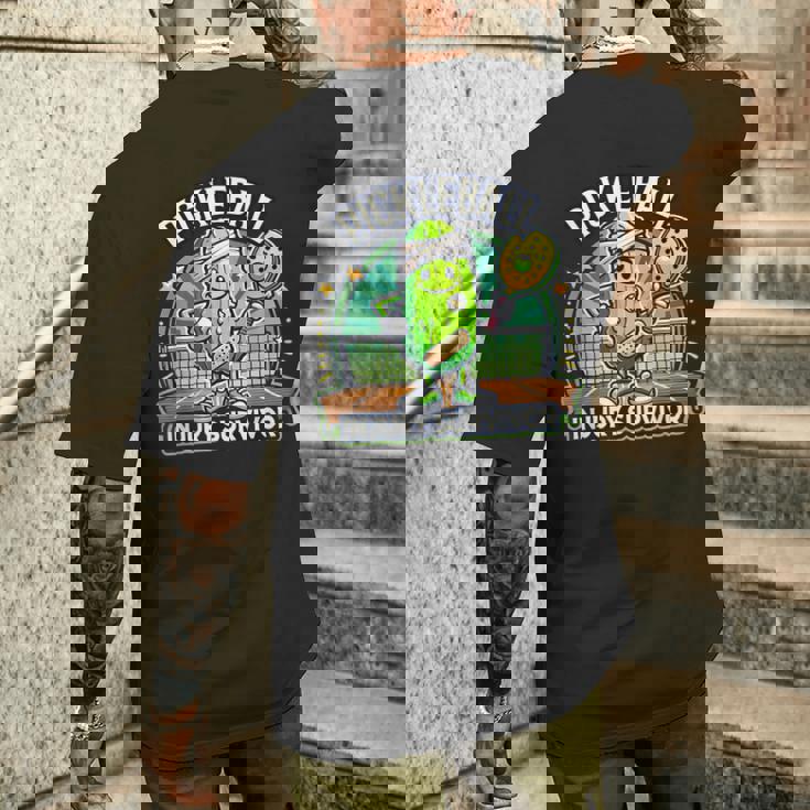 ピックルボール ケガキ サバイバー グルービー ピクルス スポーツ メンズTシャツ バックプリント 彼への贈り物