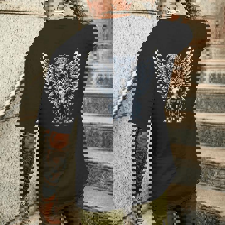 ピットブル 天使 犬 翼 動物 ペット メモリアル。 メンズTシャツ バックプリント 彼への贈り物