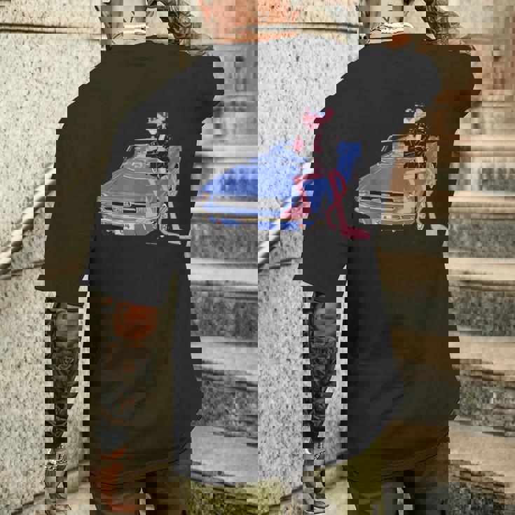 ピンクパンサー ヴィンテージ 1964 コンバーチブル 車 クール キャット メンズTシャツ バックプリント 彼への贈り物