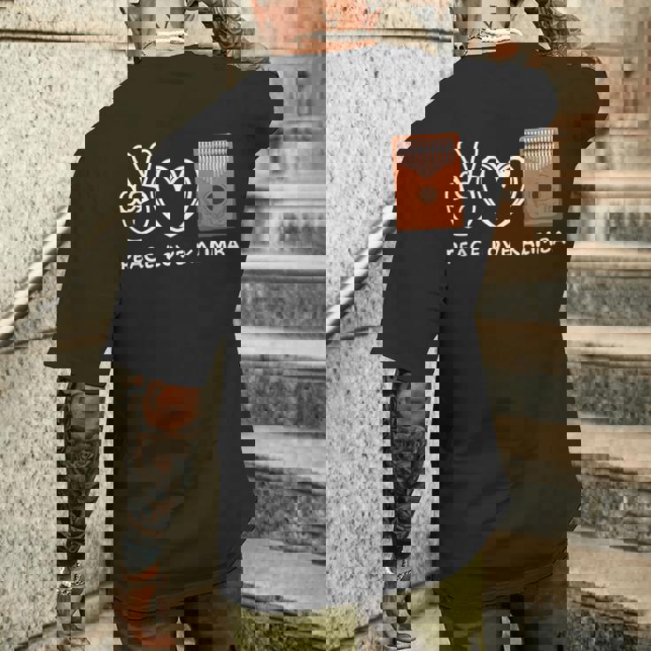 ピース、ラブカリンバレトロカリンバラバー メンズTシャツ バックプリント 彼への贈り物