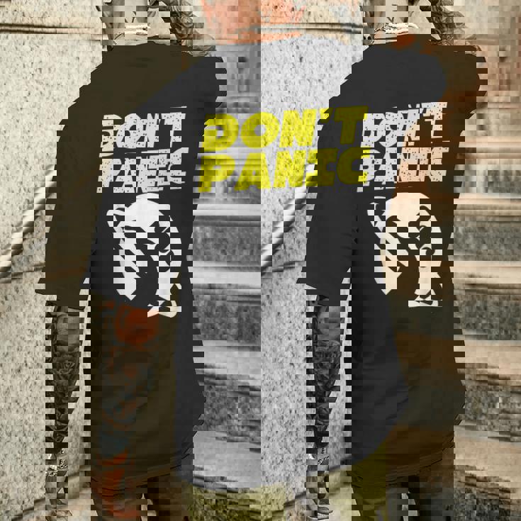 ファンアート ヒッチカーの銀河ガイド ドントパニック メンズTシャツ バックプリント 彼への贈り物