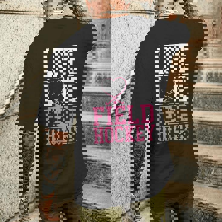 フィールドホッケー ライブ ラブ フィールドホッケー メンズTシャツ バックプリント 彼への贈り物