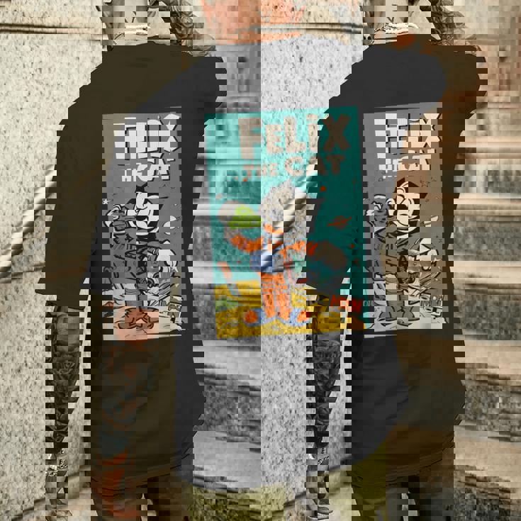 フェリックス・ザ・キャット・ムーン・ドリーマー レトロ1920年代天体アニメーション メンズTシャツ バックプリント 彼への贈り物