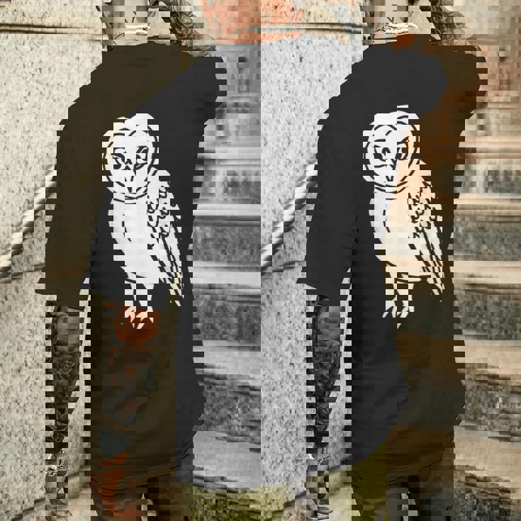 フクロウ愛好家 メンフクロウ かわいい 白い鳥 精神 動物 自然 アート メンズTシャツ バックプリント 彼への贈り物