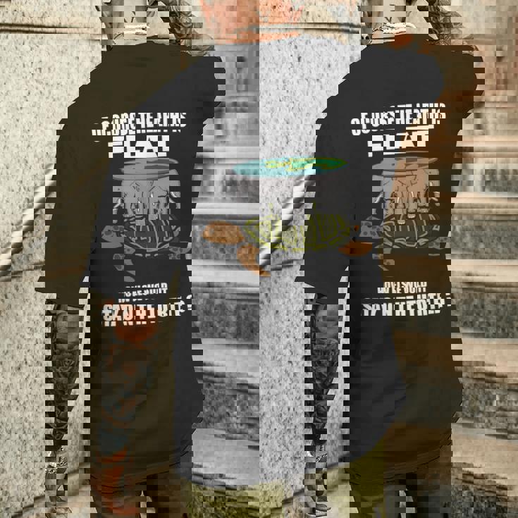 フラットアース理論 象 亀 フラットアース 面白科学 長袖tシャツ メンズTシャツ バックプリント 彼への贈り物