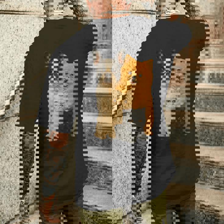 フレンチブルドッグ ポメラニアン エキゾチック ショートヘア マンチキン 猫 メンズTシャツ バックプリント 彼への贈り物