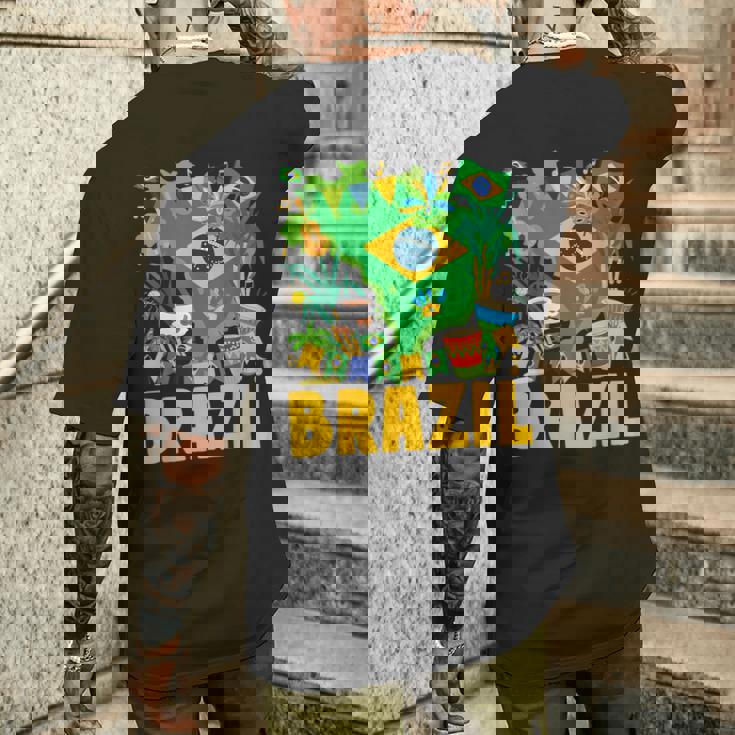 ブラジル国旗衣装のアイデア ブラジル&ブラジルの国旗 メンズTシャツ バックプリント 彼への贈り物