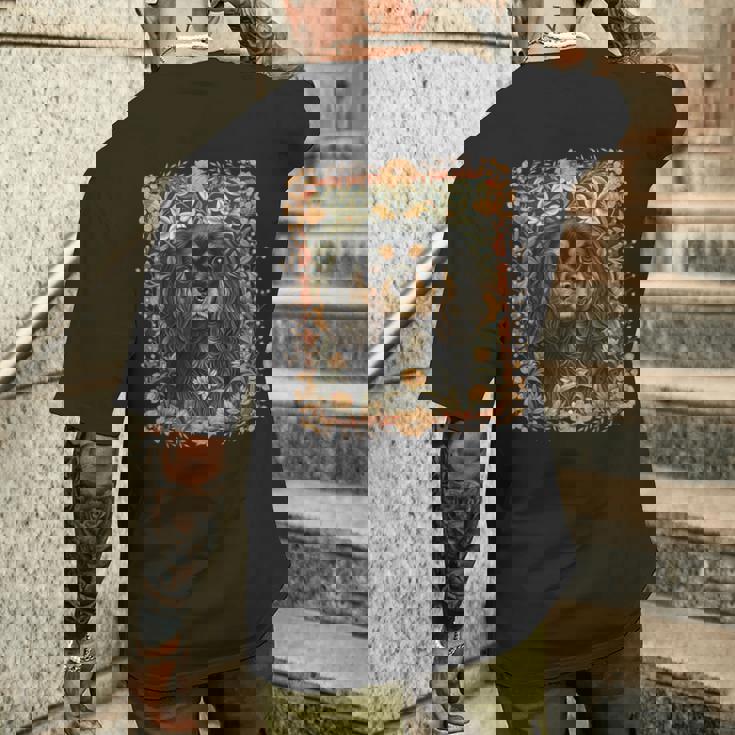 ブラックとタン キャバリア王チャールズ スパニエル ヴィンテージ メンズTシャツ バックプリント 彼への贈り物