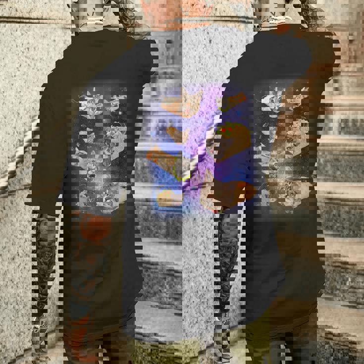 ブリトー猫とタコスキャット 宇宙 ギャラクシー ミーム タコキャット 愚かな メンズTシャツ バックプリント 彼への贈り物