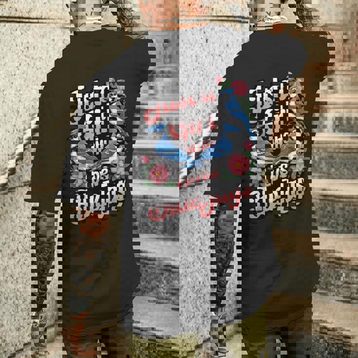 ブルージェイズが大好きな少女 バード愛好家 バードウォッチャー メンズTシャツ バックプリント 彼への贈り物