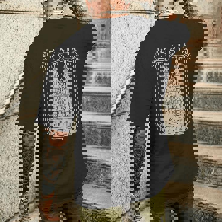 プラハ チェコ共和国 Ex チェコスロバキア お土産 プラハ メンズTシャツ バックプリント 彼への贈り物