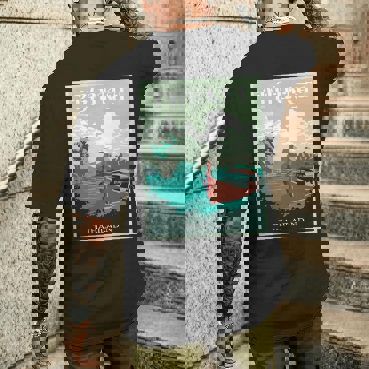 プーケット ロングテール ボート サムイ島 タイ 微笑みの国 バンコク お土産 旅行の贈り物 休暇 ビーチ パッタイ 長袖tシャツ メンズTシャツ バックプリント 彼への贈り物