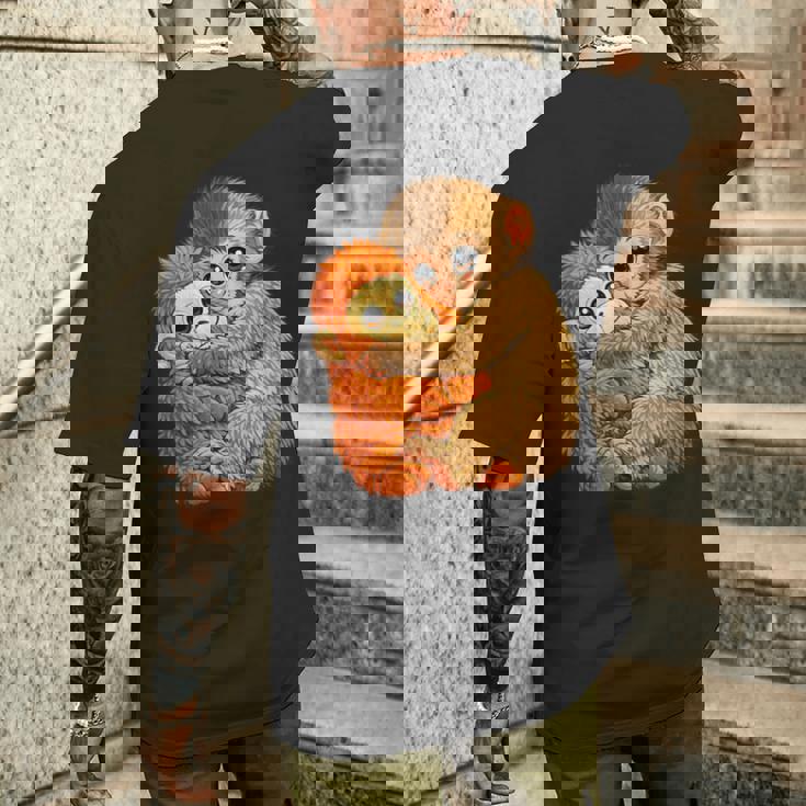 ベビーモンキーパンチ 面白い猿のぬいぐるみミーム メンズTシャツ バックプリント 彼への贈り物