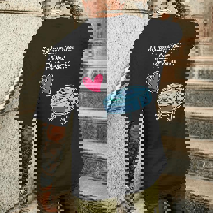 ペットのように ロボット掃除機 ロボット掃除機 メンズTシャツ バックプリント 彼への贈り物