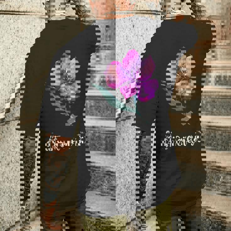 ペルー百合が大好きなアルストロメリアフラワー ピンク 2023 メンズTシャツ バックプリント 彼への贈り物