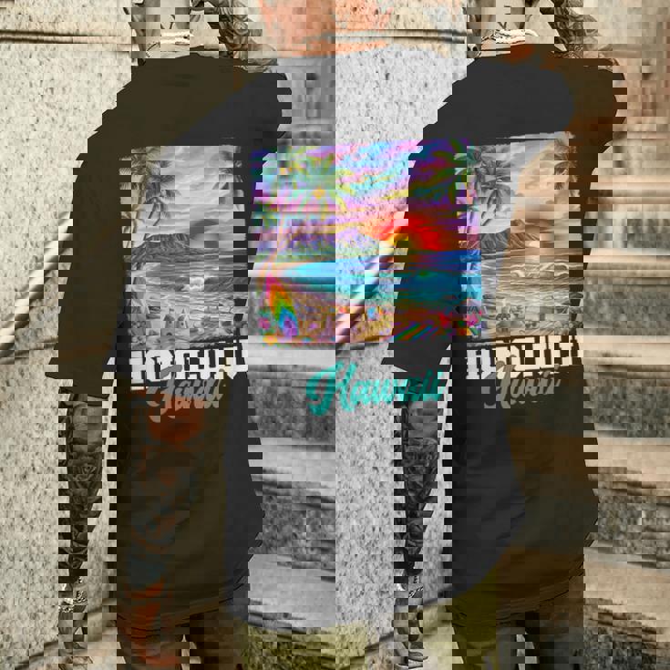 ホノルル ハワイ ハワイアン 波 ビーチ 夏 サーフィン レトロ 長袖tシャツ メンズTシャツ バックプリント 彼への贈り物