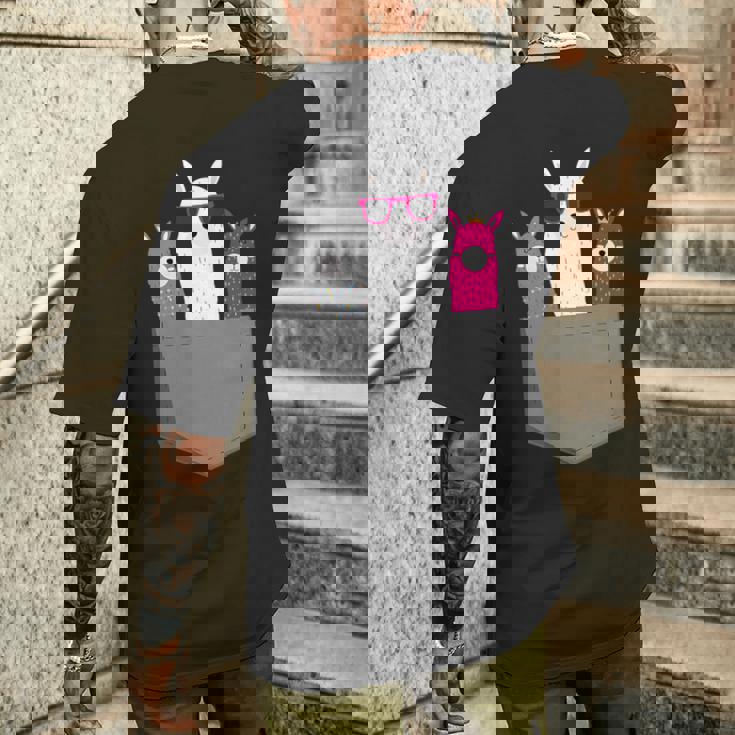 ポケット、アルパカ、ラマのアルパカ。 メンズTシャツ バックプリント 彼への贈り物