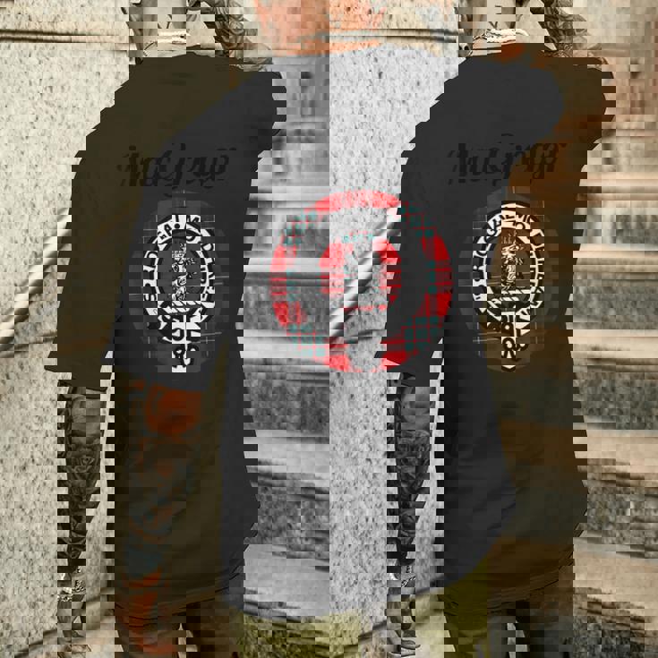 マクレガー クラン スコットランド 名前 紋章 タータン メンズTシャツ バックプリント 彼への贈り物