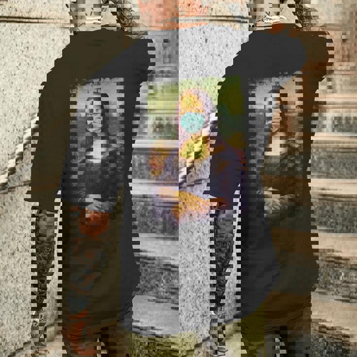 マスク付きモナリザ面白い有名な絵画検疫 メンズTシャツ バックプリント 彼への贈り物