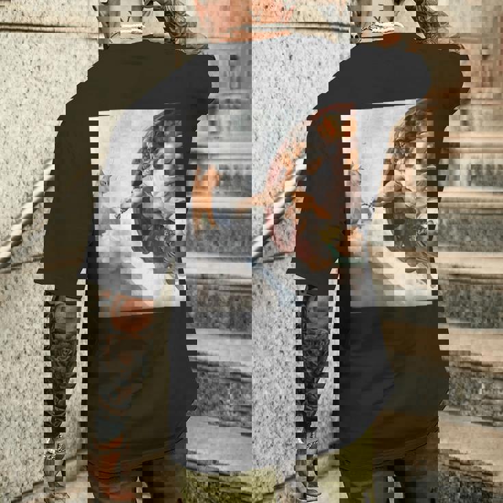 ミケランジェロの愉快な創作猫ミーム。 メンズTシャツ バックプリント 彼への贈り物