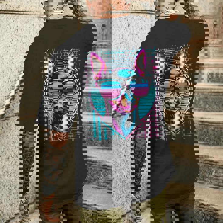 メンズ レディース ミニピン ヴェイパーウェーブ ミニチュア ピンシャー好き メンズTシャツ バックプリント 彼への贈り物