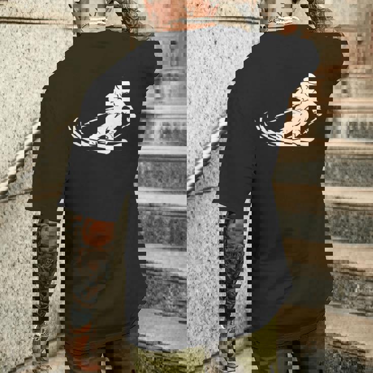 ミニマリスト スキー シルエット ウィンタースポーツ デザイン メンズTシャツ バックプリント 彼への贈り物