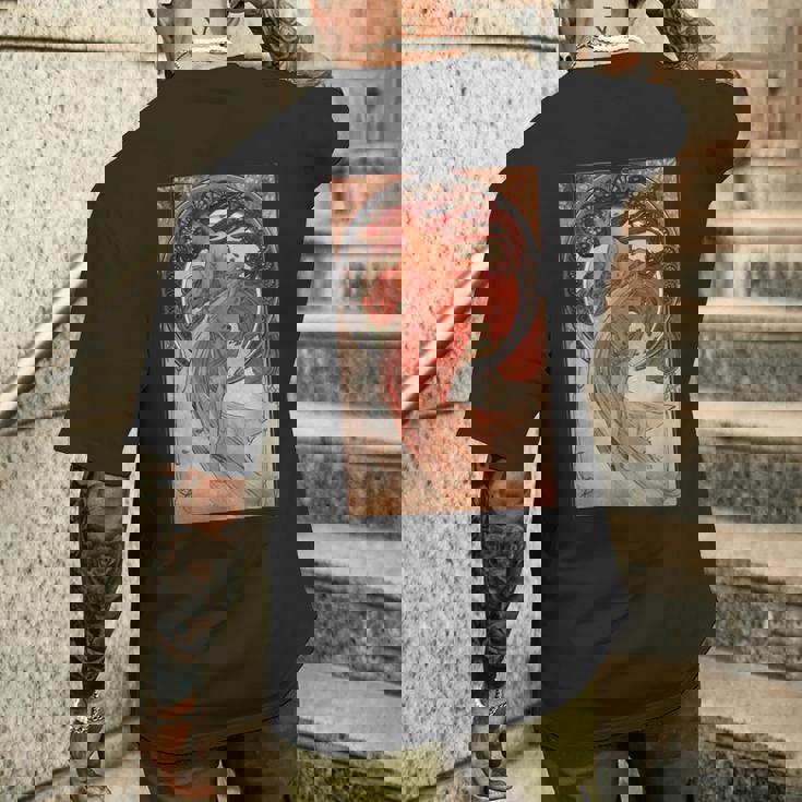 ミュシャの踊り メンズTシャツ バックプリント 彼への贈り物