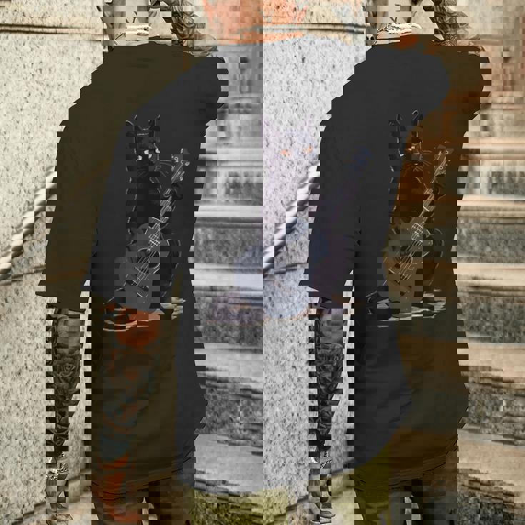 ミュージシャン黒猫ギタリストボンベイキャッツウィズギター メンズTシャツ バックプリント 彼への贈り物