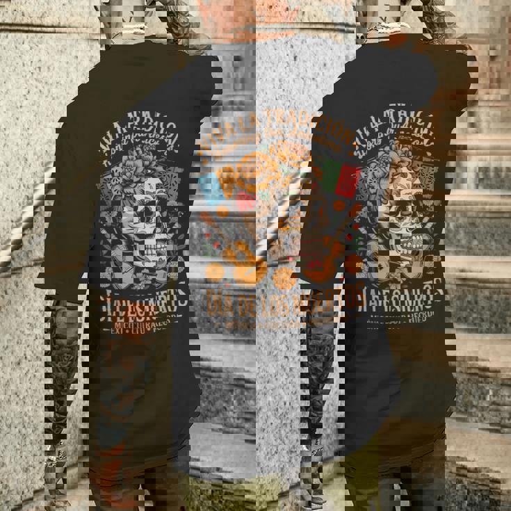 メキシコの遺産 ディア・デ・ロス・ムエルトス・カラベラ メンズTシャツ バックプリント 彼への贈り物