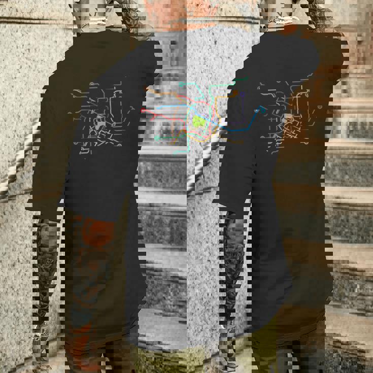 メトロ 東京 全線 路線図 電車 地下鉄 メンズTシャツ バックプリント 彼への贈り物