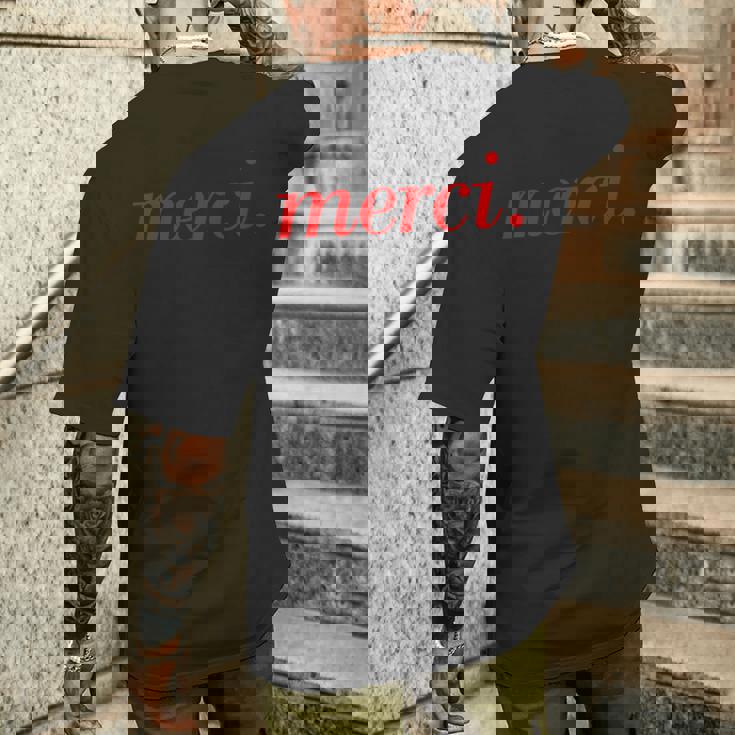 メルシーフランス語フランス旅行パリ。 メンズTシャツ バックプリント 彼への贈り物