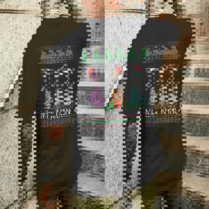 メレカリキマカハワイアンクリスマスウクレレ醜いデザインシャツ メンズTシャツ バックプリント 彼への贈り物