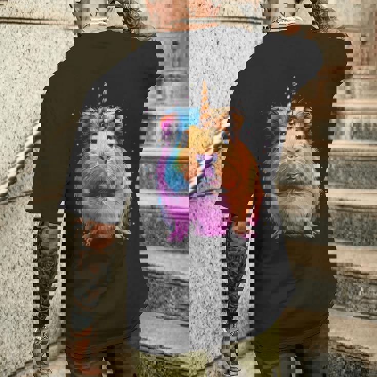 モルモット ユニコーン ギニコーン 面白い ペット モルモット好き 長袖tシャツ メンズTシャツ バックプリント 彼への贈り物