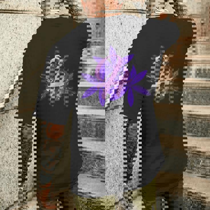 ライラック イニシャル H モノグラム パープル フローラル メンズTシャツ バックプリント 彼への贈り物