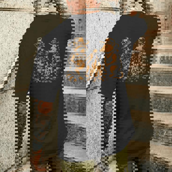 ラクーンバンジョーブルーグラスカントリーミュージック メンズTシャツ バックプリント 彼への贈り物