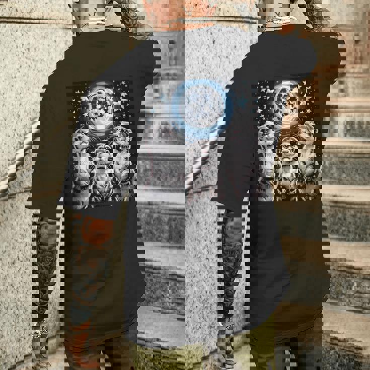 ラッコ マーチ カワウソ ハウリング 月 ヴィンテージ ラッコ メンズTシャツ バックプリント 彼への贈り物