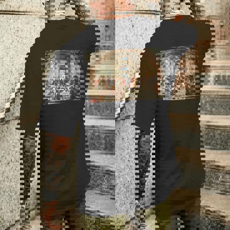 ラファエルによるアテネの学校1511 メンズTシャツ バックプリント 彼への贈り物