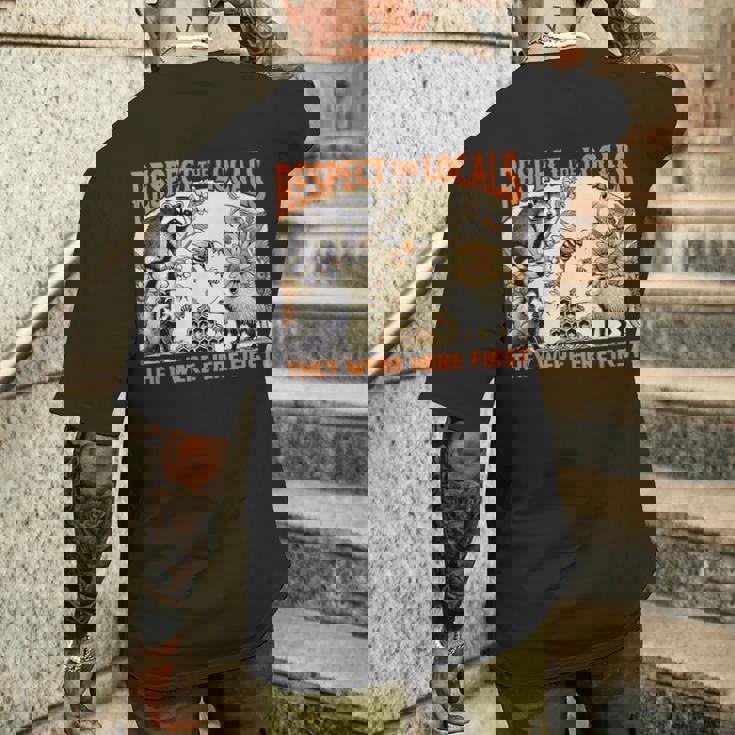 リスペクト Locals オポッサム スカンク アライグマ ハチミツ メンズTシャツ バックプリント 彼への贈り物