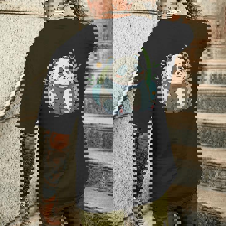 リラックス竹林ぽっちゃりパンダ美学 メンズTシャツ バックプリント 彼への贈り物