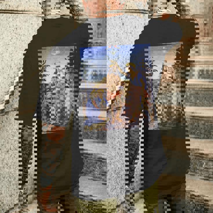 レオナルド ダヴィンチ 面白いtシャツ アート キリストの洗礼 聖書 絵画 メンズ 面白い 服 美術 ネタ メンズTシャツ バックプリント 彼への贈り物