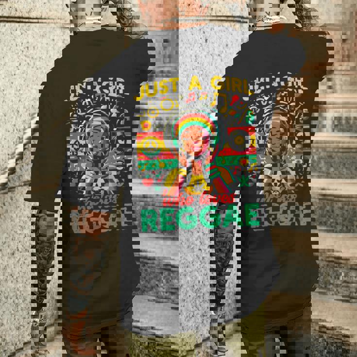 レゲエが大好きな少女 ジャマイカ音楽 おもしろラスタ メンズTシャツ バックプリント 彼への贈り物