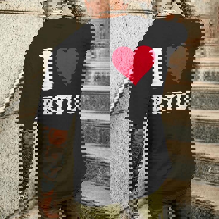 レッドハート I Love Ryu メンズTシャツ バックプリント 彼への贈り物