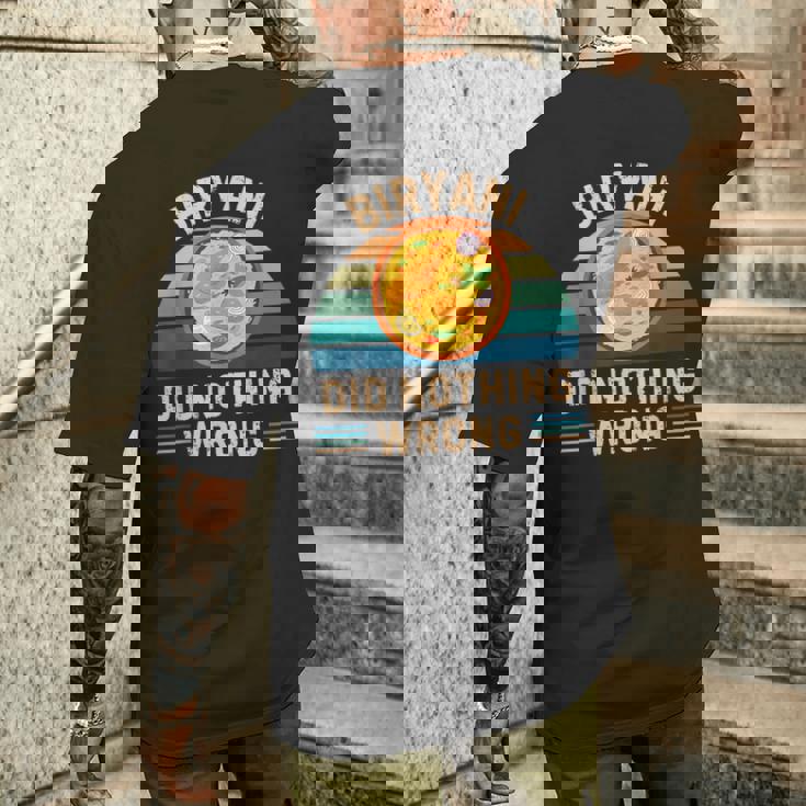 レトロ ビリヤニ Did Nothing Wrong ヴィンテージ ビリヤニ 食品愛好家 メンズTシャツ バックプリント 彼への贈り物