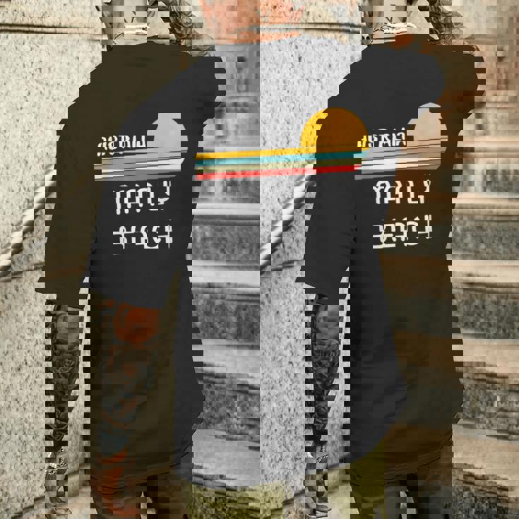 レトロ マンリービーチ オリジナル オーストラリア ヴィンテージ 70年代サンセット アート メンズTシャツ バックプリント 彼への贈り物