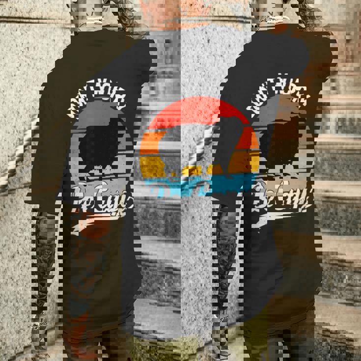 レトロ 面白い カピバラ Don't Worry Be Capy メンズTシャツ バックプリント 彼への贈り物