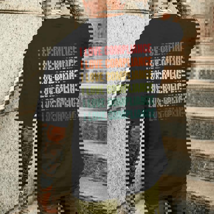 レトロ私はコンプライアンスが大好きです メンズTシャツ バックプリント 彼への贈り物