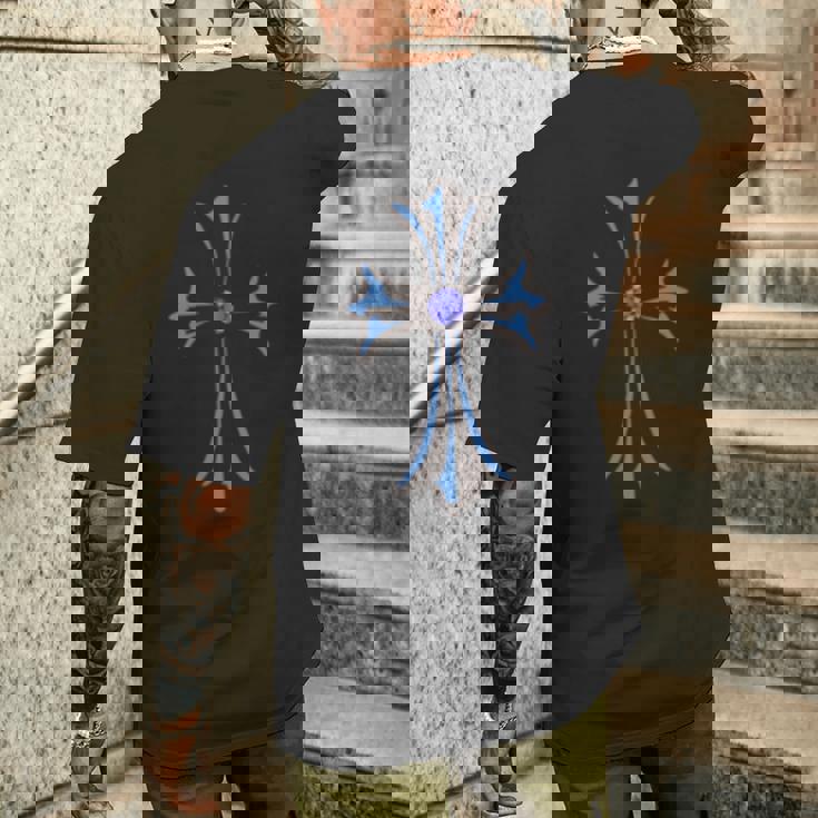 ロイヤル ブルー サファイア クロス 長袖tシャツ メンズTシャツ バックプリント 彼への贈り物